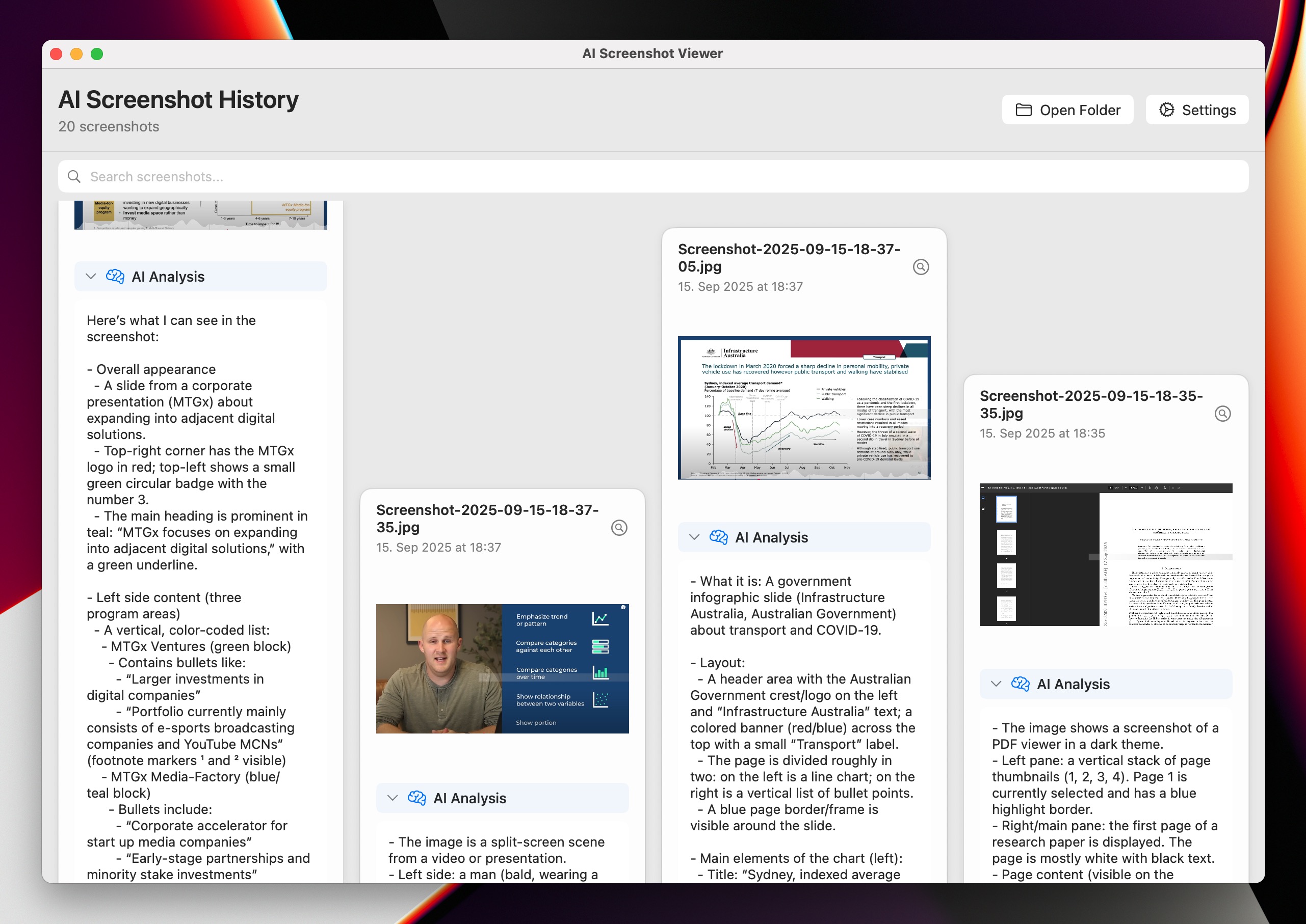 SigMeet AI screenshot tool analyzing captured content.