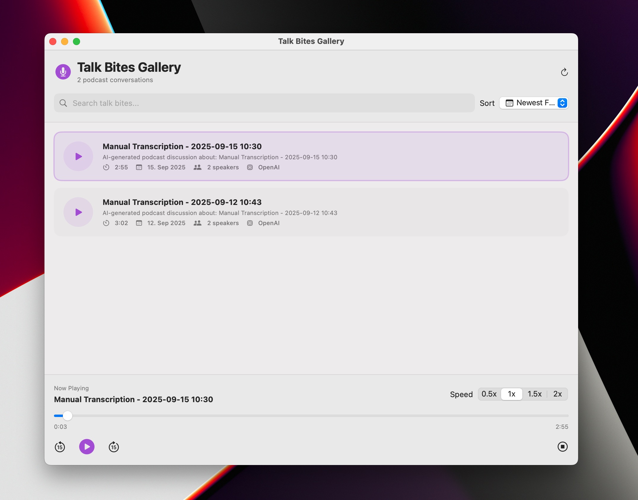SigMeet Talk Bites interface with audio waveforms.